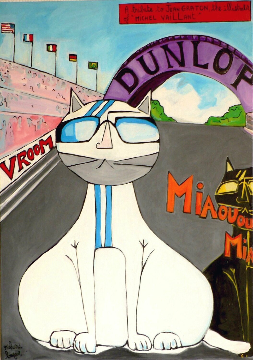 CHATS DE COMPETITION Richard Boigeol Original painting for sale