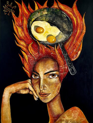 Girl on Fire by Mikhail Baranovskiy, Painting for Sale on Select