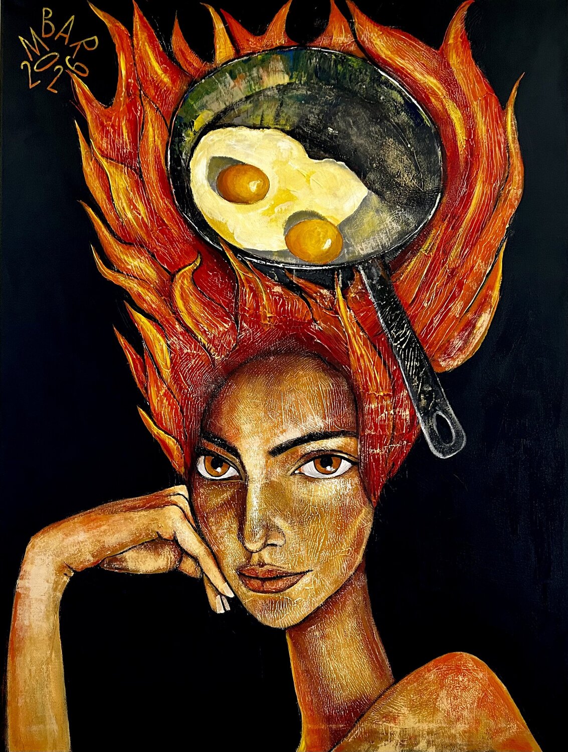Girl on Fire Mikhail Baranovskiy Original painting for sale