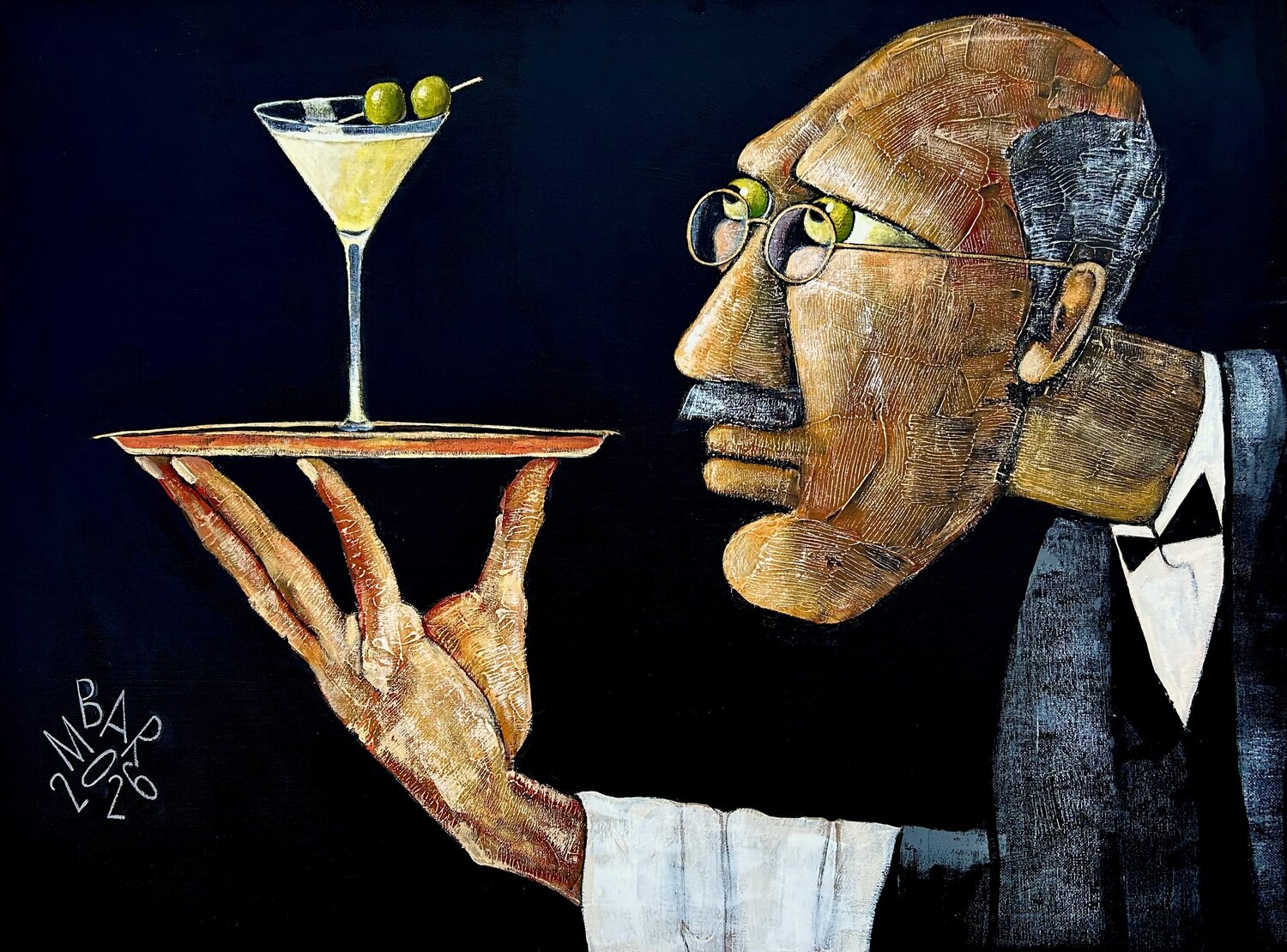 If you gaze long into a martini, the martini gazes into you. Mikhail Baranovskiy Original painting for sale