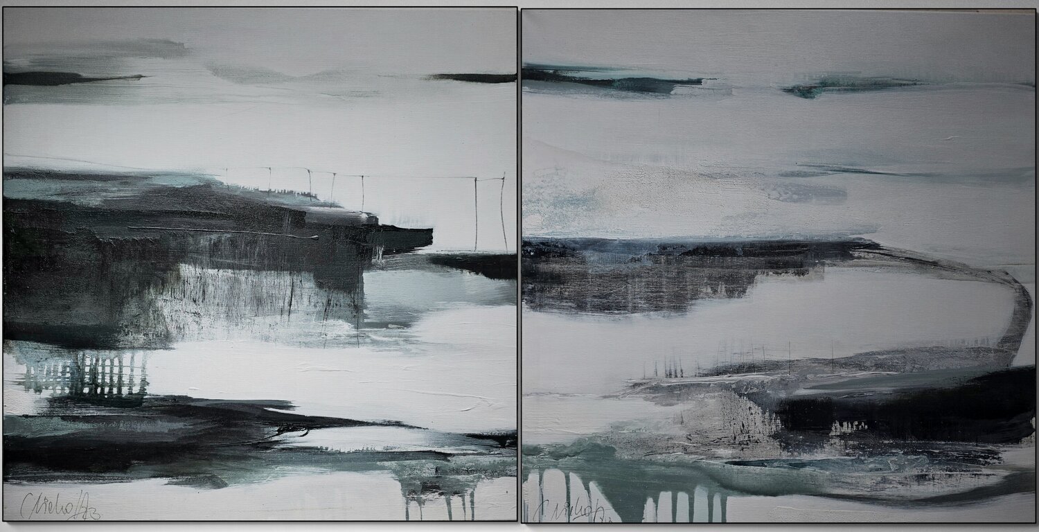 Kühle Landschaft 1 und 2 Conny Niehoff Original painting for sale
