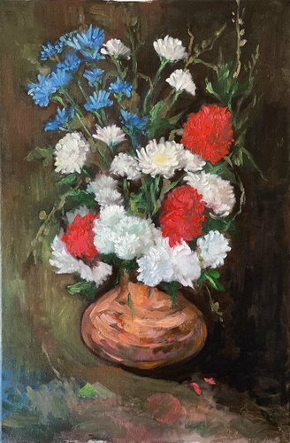 The Chrysanthemums by Yothin Kanokbanpot, Painting for Sale on Select