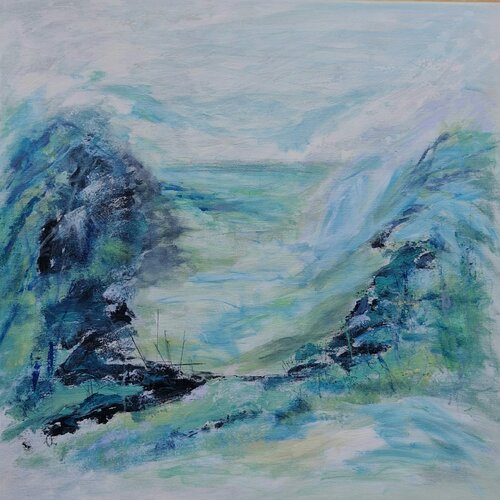 'Spring View' - Looking down the valley by Aase Lind, Painting for Sale on Select