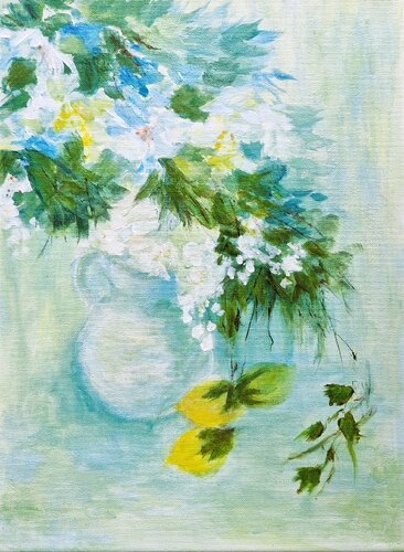 Fruit & Flowers by Aase Lind, Painting for Sale on Select