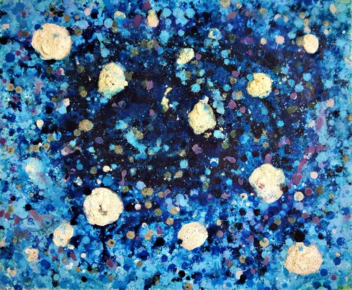 Objetos ... no identificados sobre fondo azul. by JOAN PARRAMON, Painting for Sale on Select