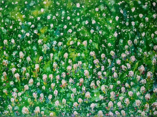Blancos sobre Verde. Flores by JOAN PARRAMON, Painting for Sale on Select