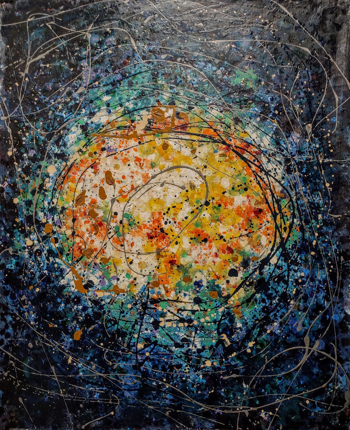 Azules, platas y blancos.  Abstract Surrealism 3. JOAN PARRAMON Original painting for sale