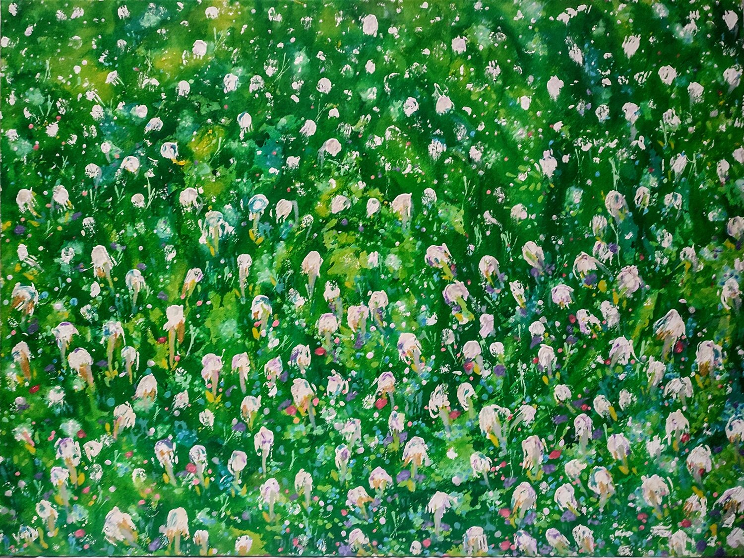 Blancos sobre Verde. Flores JOAN PARRAMON Original painting for sale