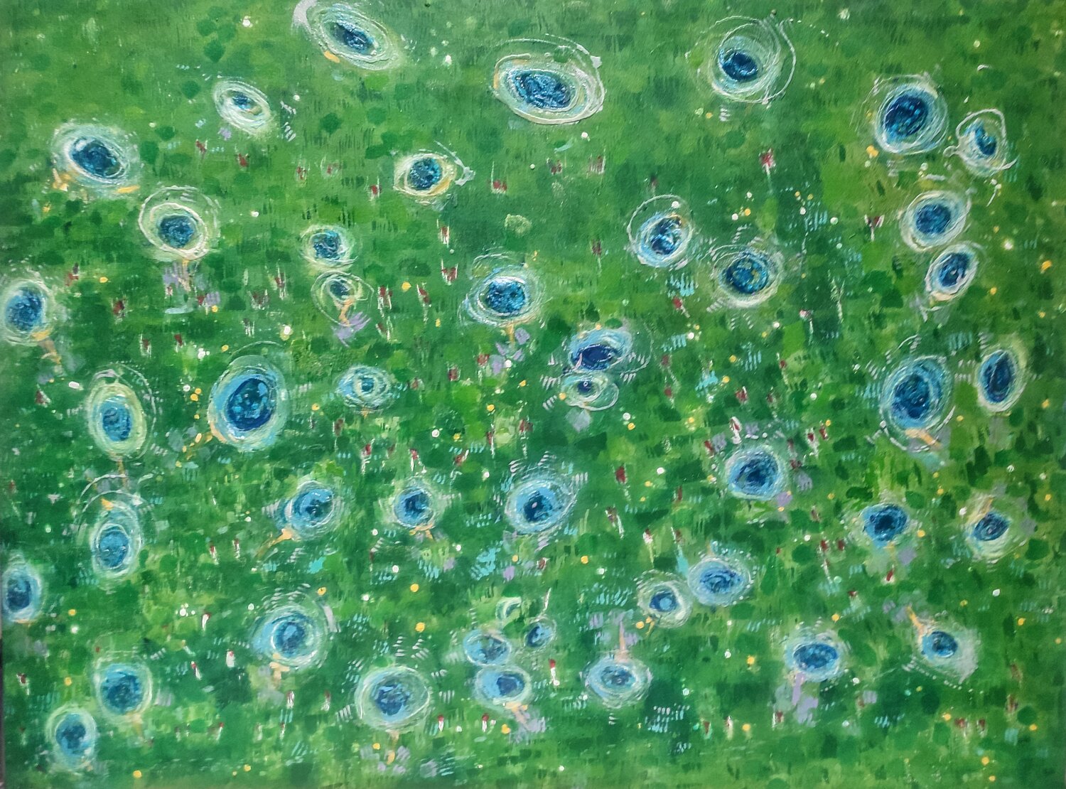 Azules  sobre Verdes JOAN PARRAMON Original painting for sale