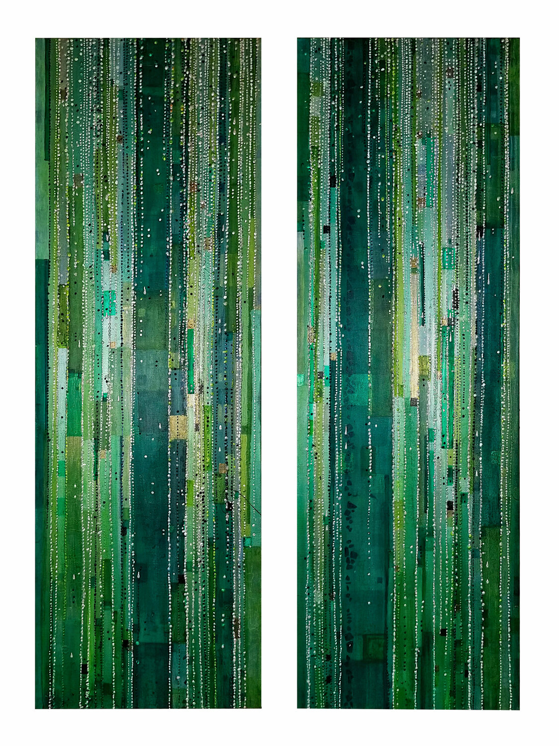 Waterfall (Diptyque, 2 x 40 x 120 cm)) Sophie Cantou Original painting for sale