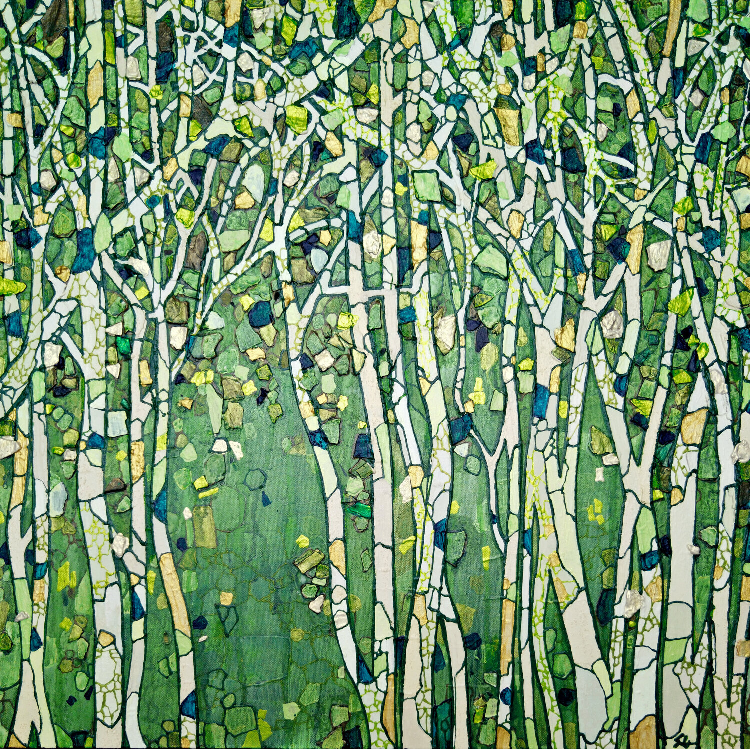 Jardin de bouleaux Sophie Cantou Original painting for sale