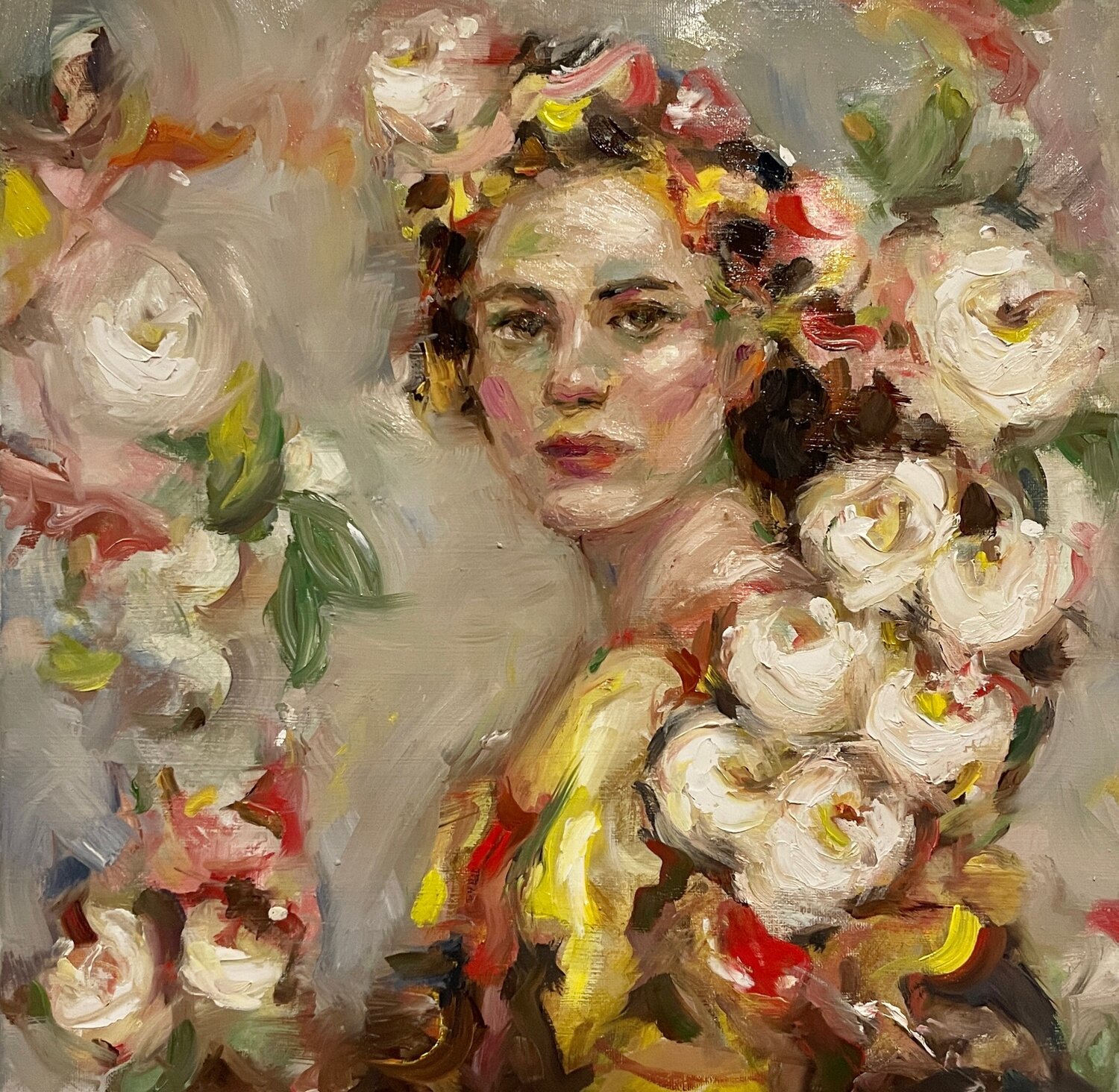 Lady with orchid Diletta Innocenti Fagni Original painting for sale