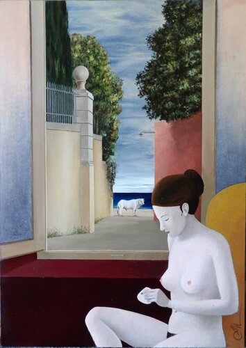 Presso la finestra by Cecco Mariniello, Painting for Sale on Select