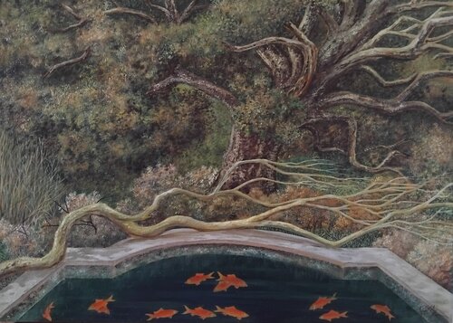 Pesci rossi by Cecco Mariniello, Painting for Sale on Select