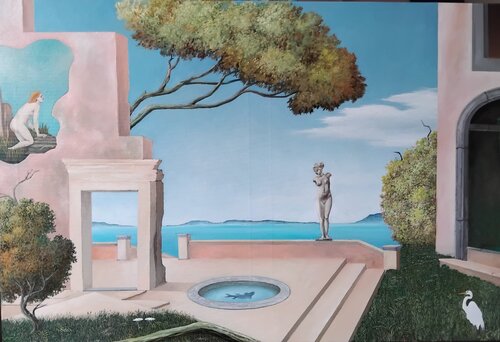 La casa della villeggiatura by Cecco Mariniello, Painting for Sale on Select