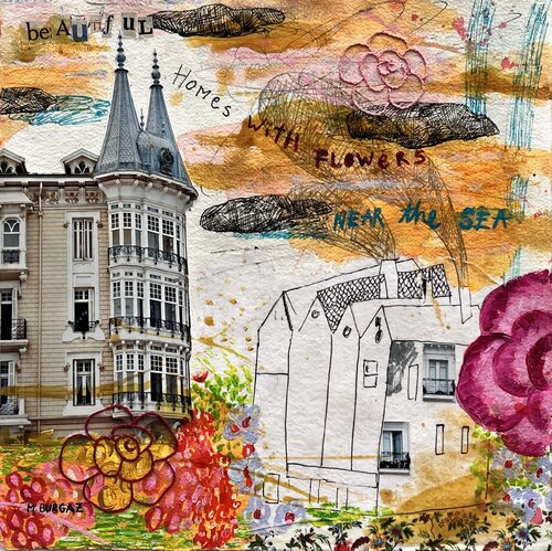 Beautiful homes near the sea by María Burgaz, Painting for Sale on Select