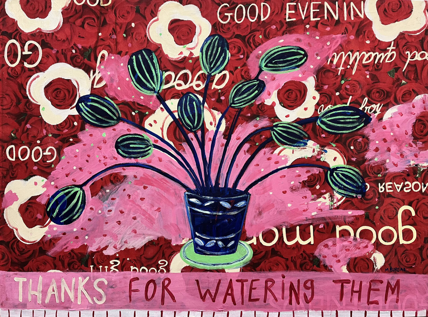 Thanks for watering them María Burgaz Original painting for sale