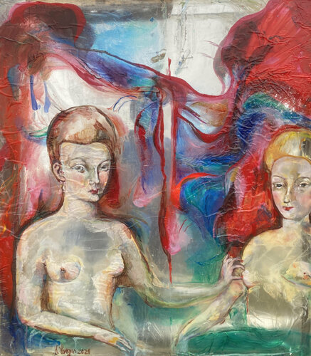 Afterbirth of a heart, from the series purpleline by Anette Vargas, Painting for Sale on Select