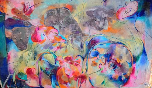 Paradise garden by Anette Vargas, Painting for Sale on Select