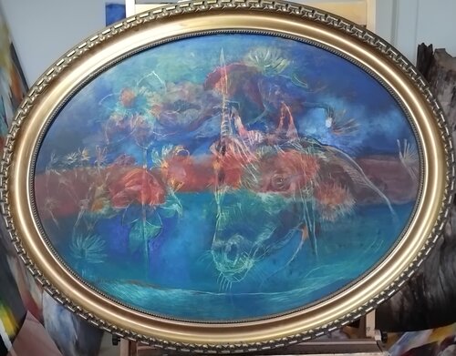 Unicorn in the mystic garden by Anette Vargas, Painting for Sale on Select