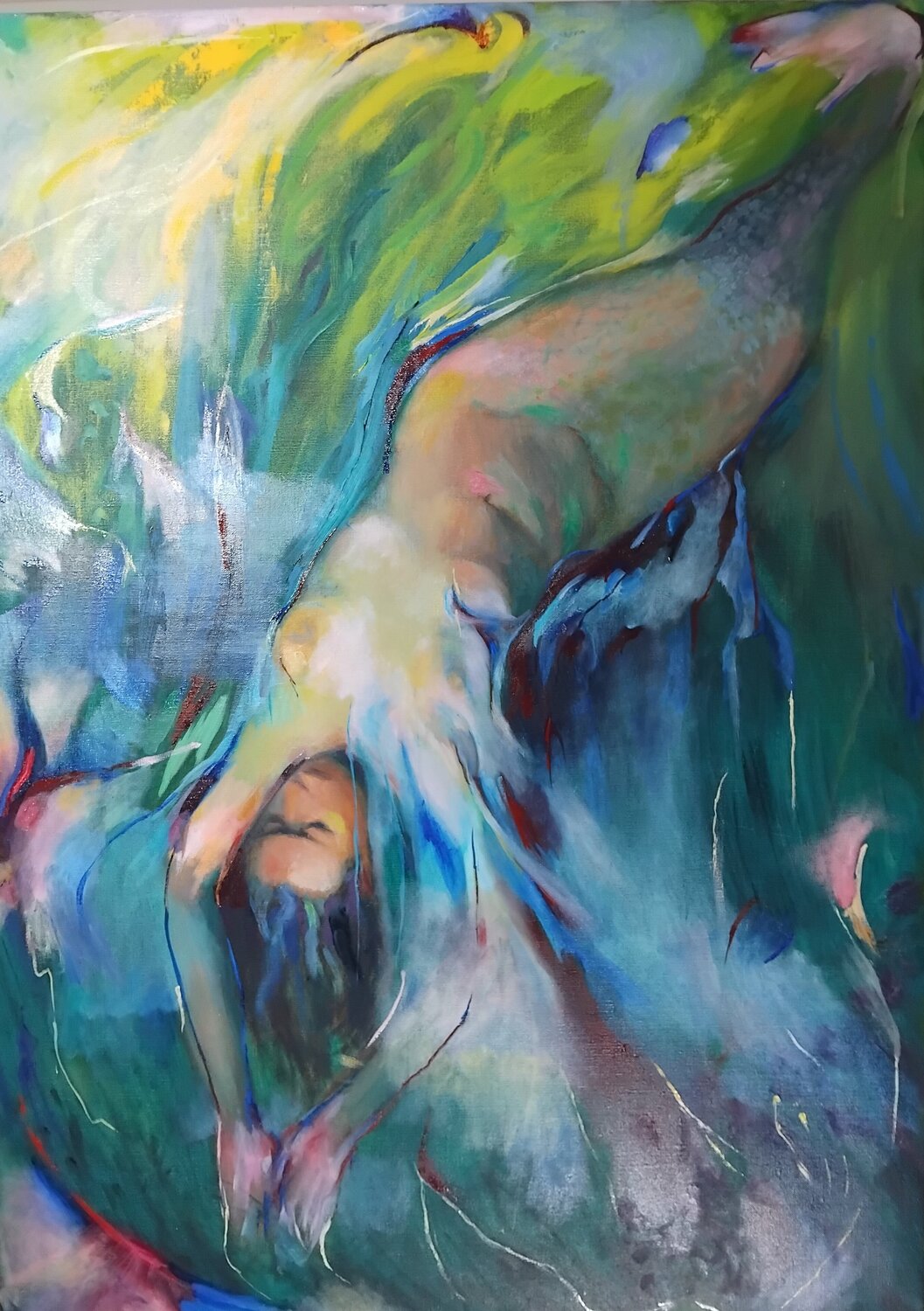 Little Mermaid and polar light Anette Vargas Original painting for sale