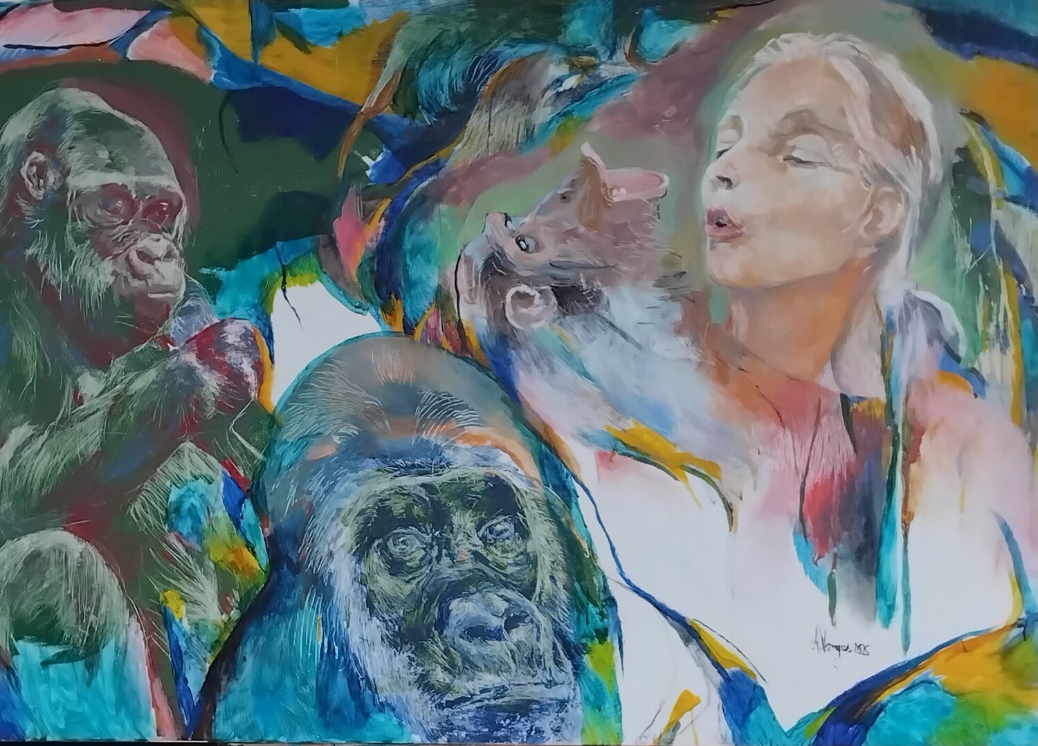 Jane Goodall Anette Vargas Original painting for sale