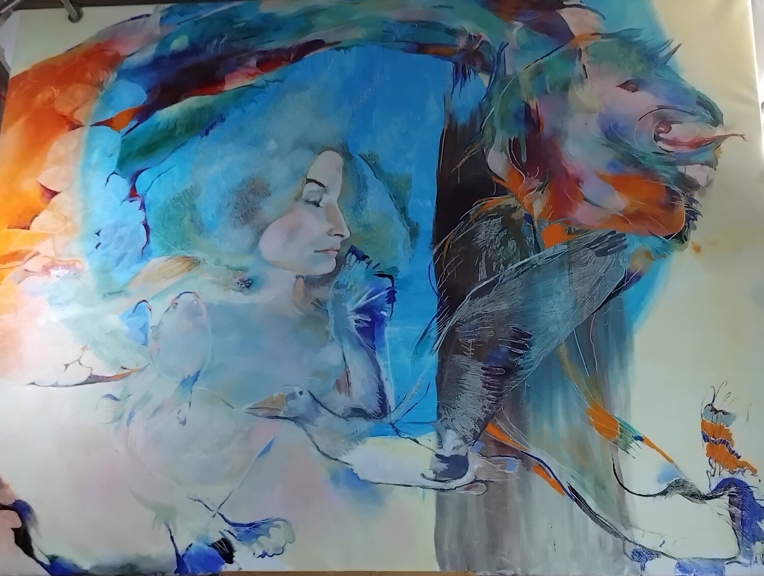 .....Till human voices wake us, and we drown. Anette Vargas Original painting for sale