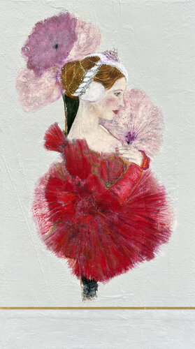 La dame rouge floating by Karenina Fabrizzi, Painting for Sale on Select
