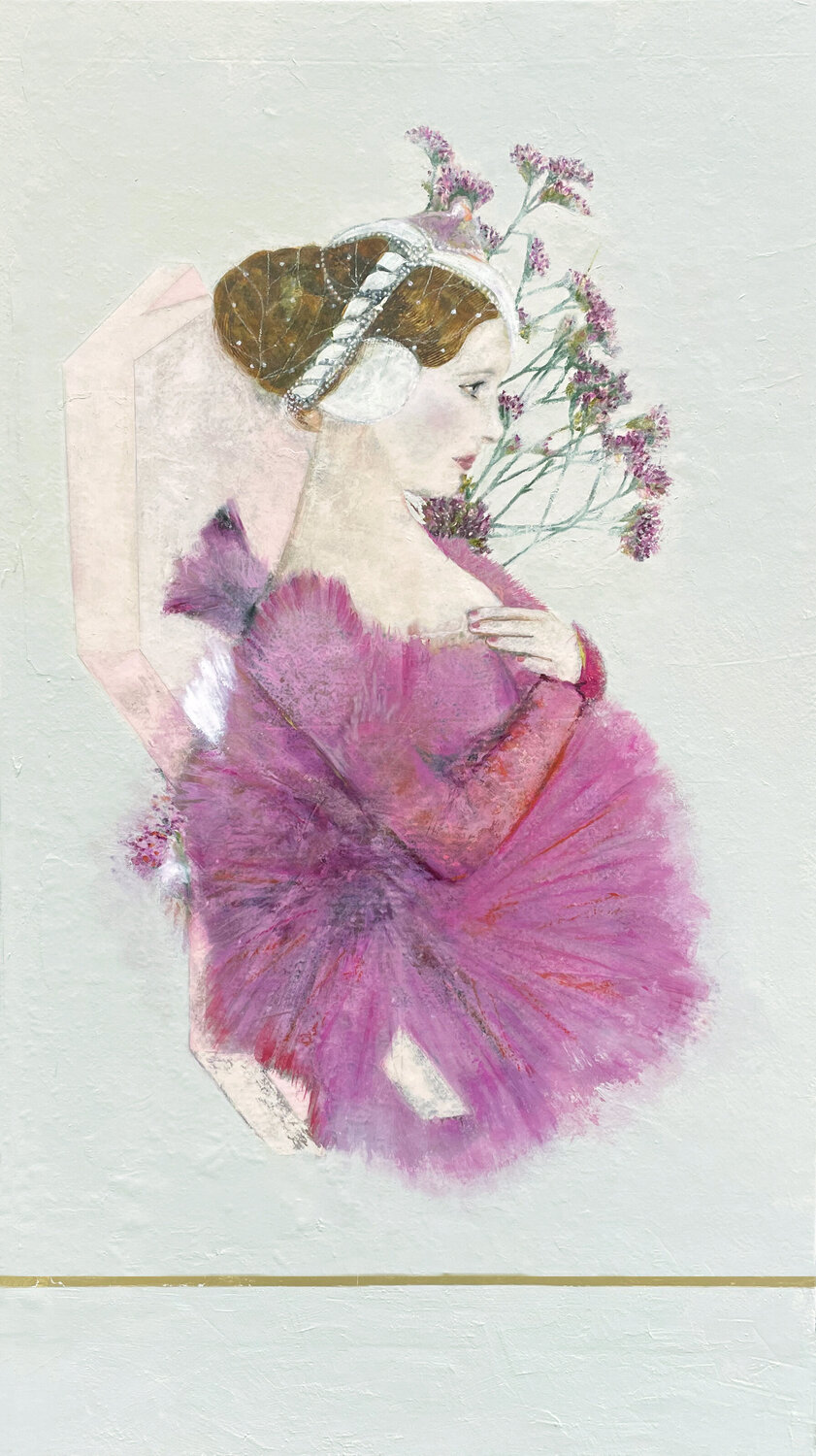 La dame rose Karenina Fabrizzi Original painting for sale