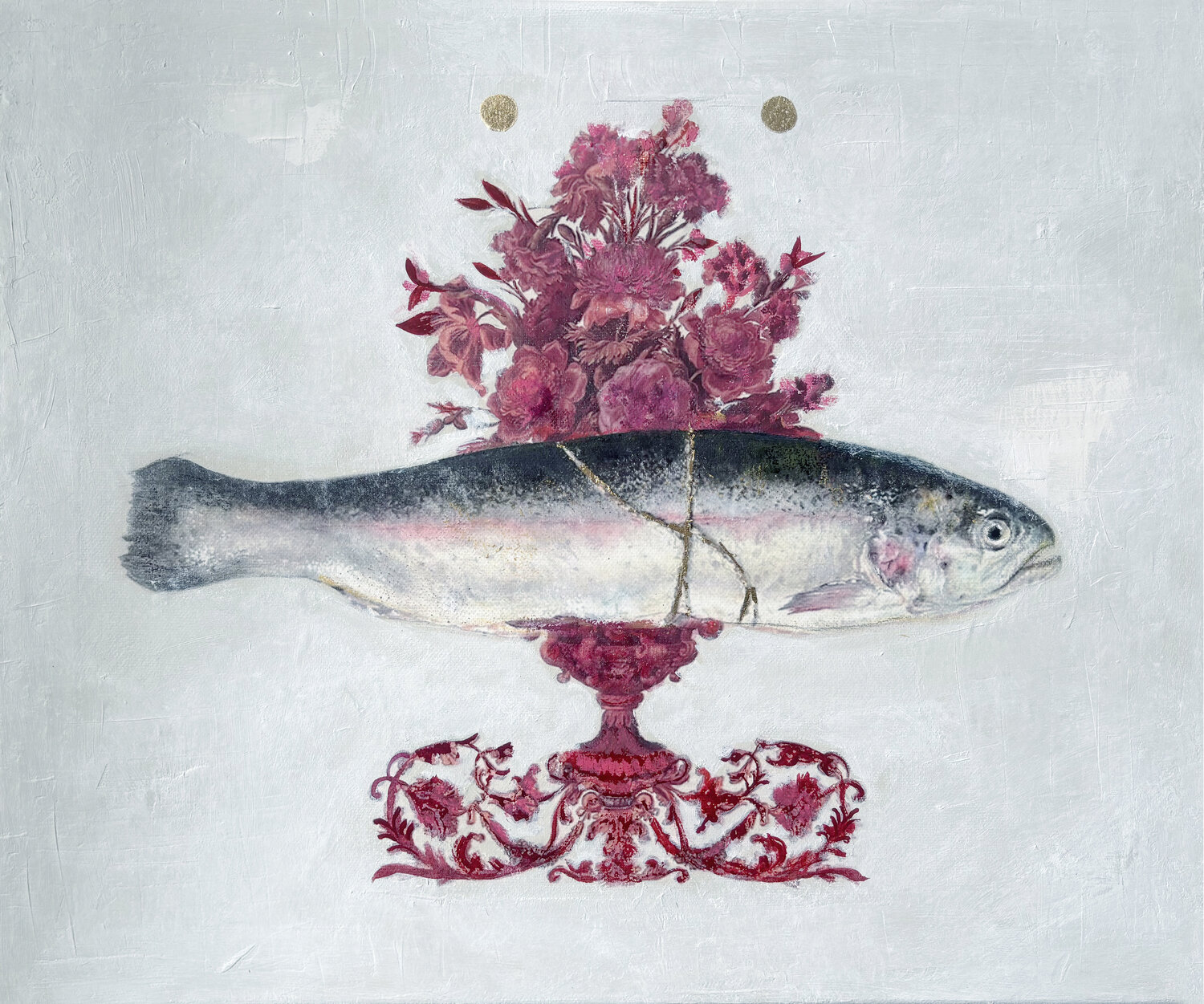 Whispers Of The Ocean/ Red Flowers Vase Karenina Fabrizzi Original painting for sale