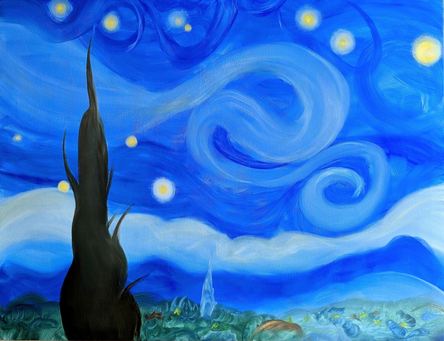 Celestial Vortex (Homage to Van Gogh) Ezequiel Martinez Llaser Original painting for sale