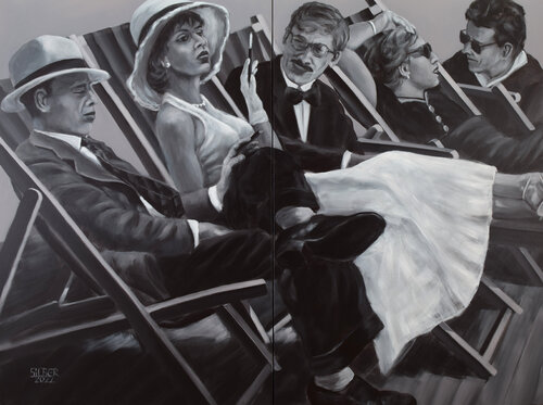 Deck chair people II by Prof. Gerhard Silber, Painting for Sale on Select