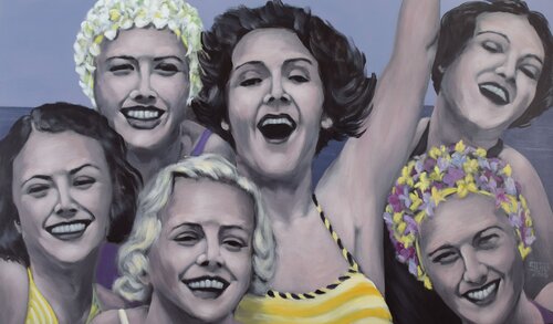Beach party II by Prof. Gerhard Silber, Painting for Sale on Select