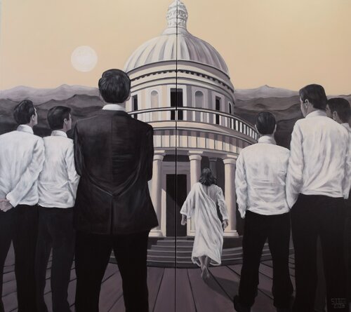 Vertreibung aus dem Tempel by Prof. Gerhard Silber, Painting for Sale on Select