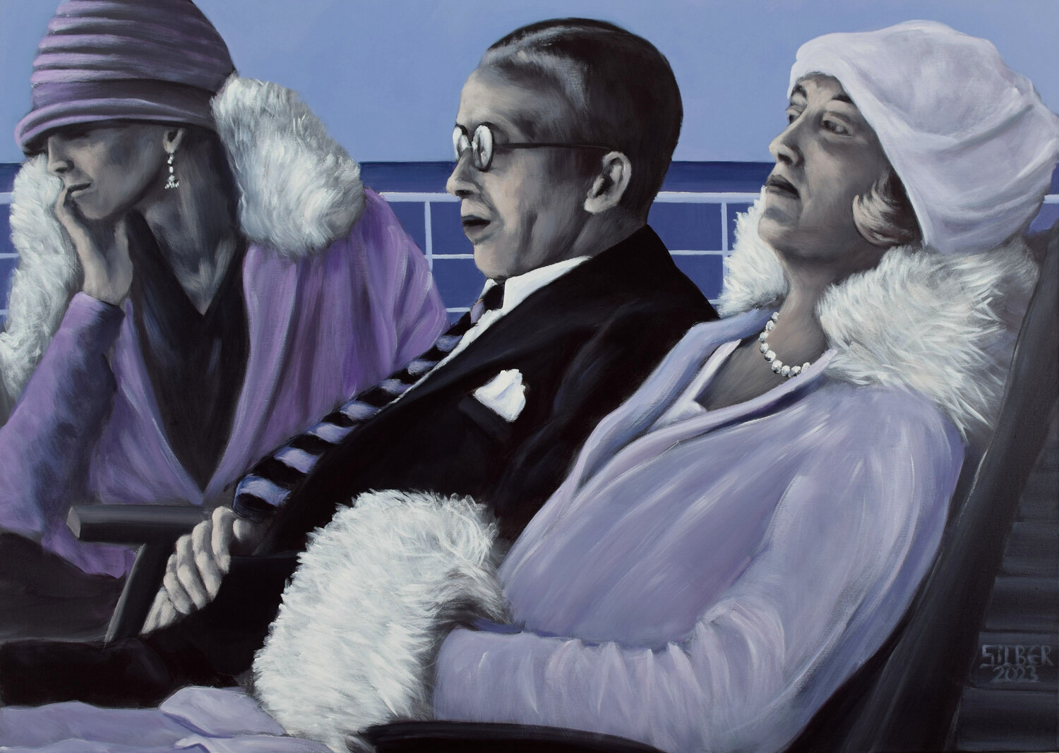 Deck chair people IV Prof. Gerhard Silber Original painting for sale