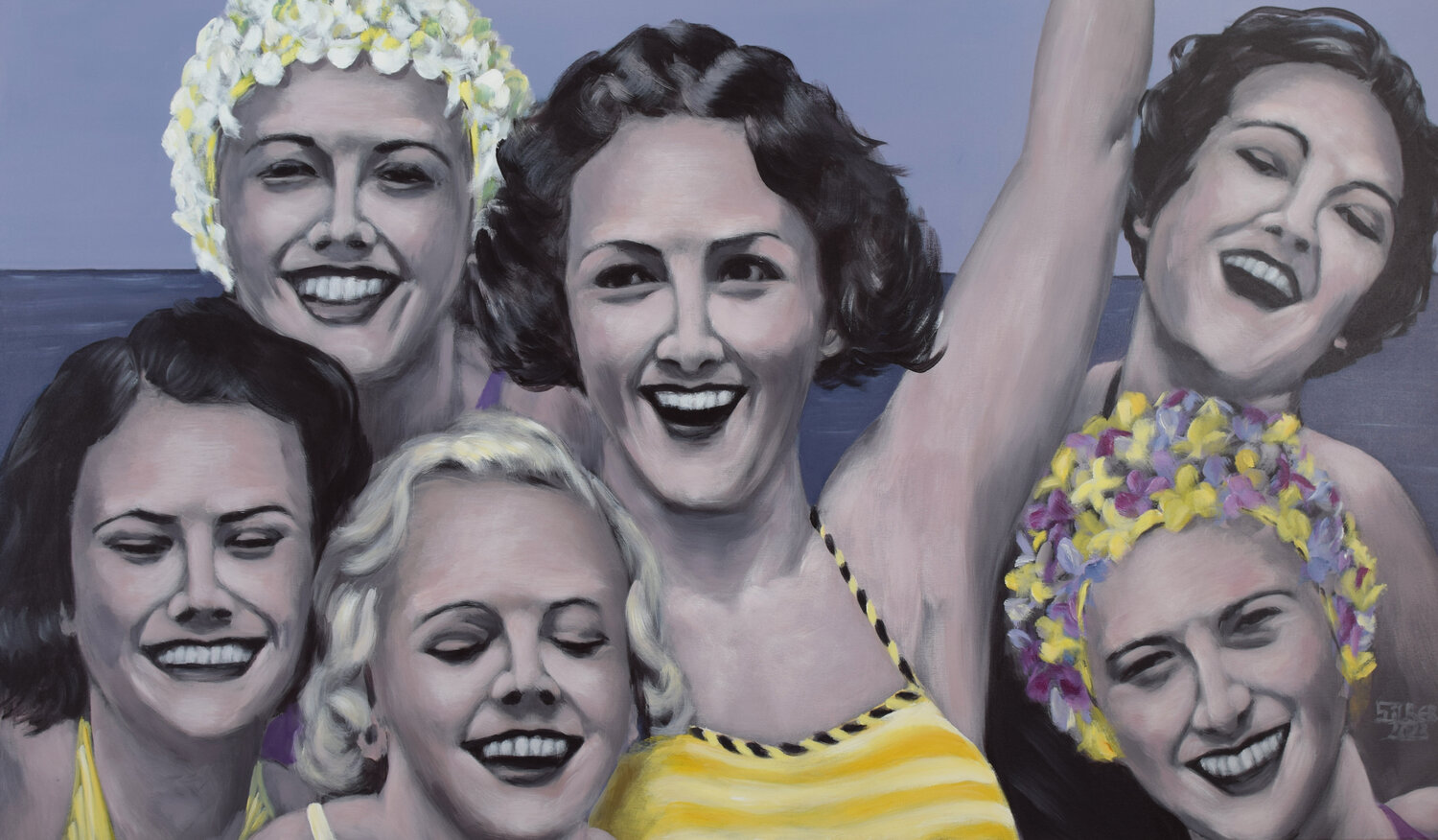 Beach party I Prof. Gerhard Silber Original painting for sale