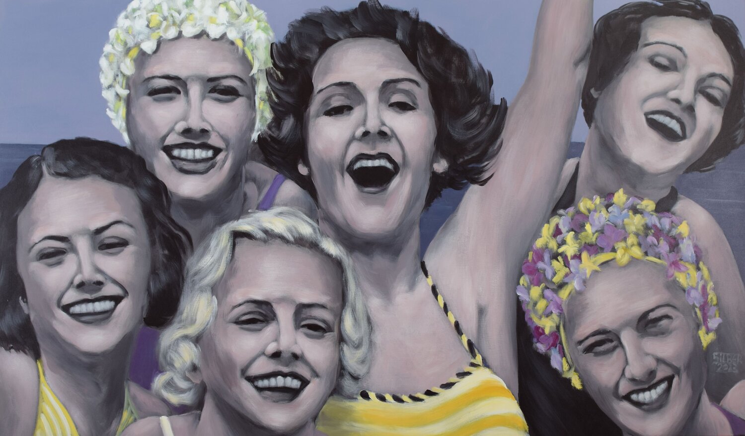 Beach party II Prof. Gerhard Silber Original painting for sale