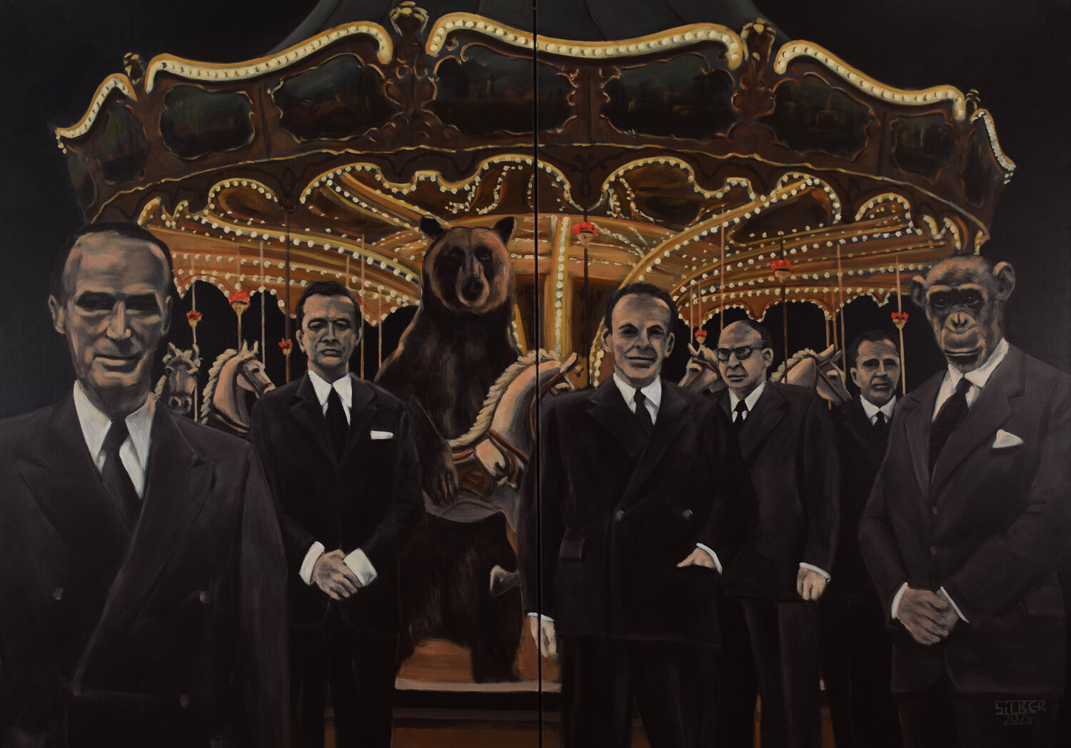 Finanzkarussell Prof. Gerhard Silber Original painting for sale