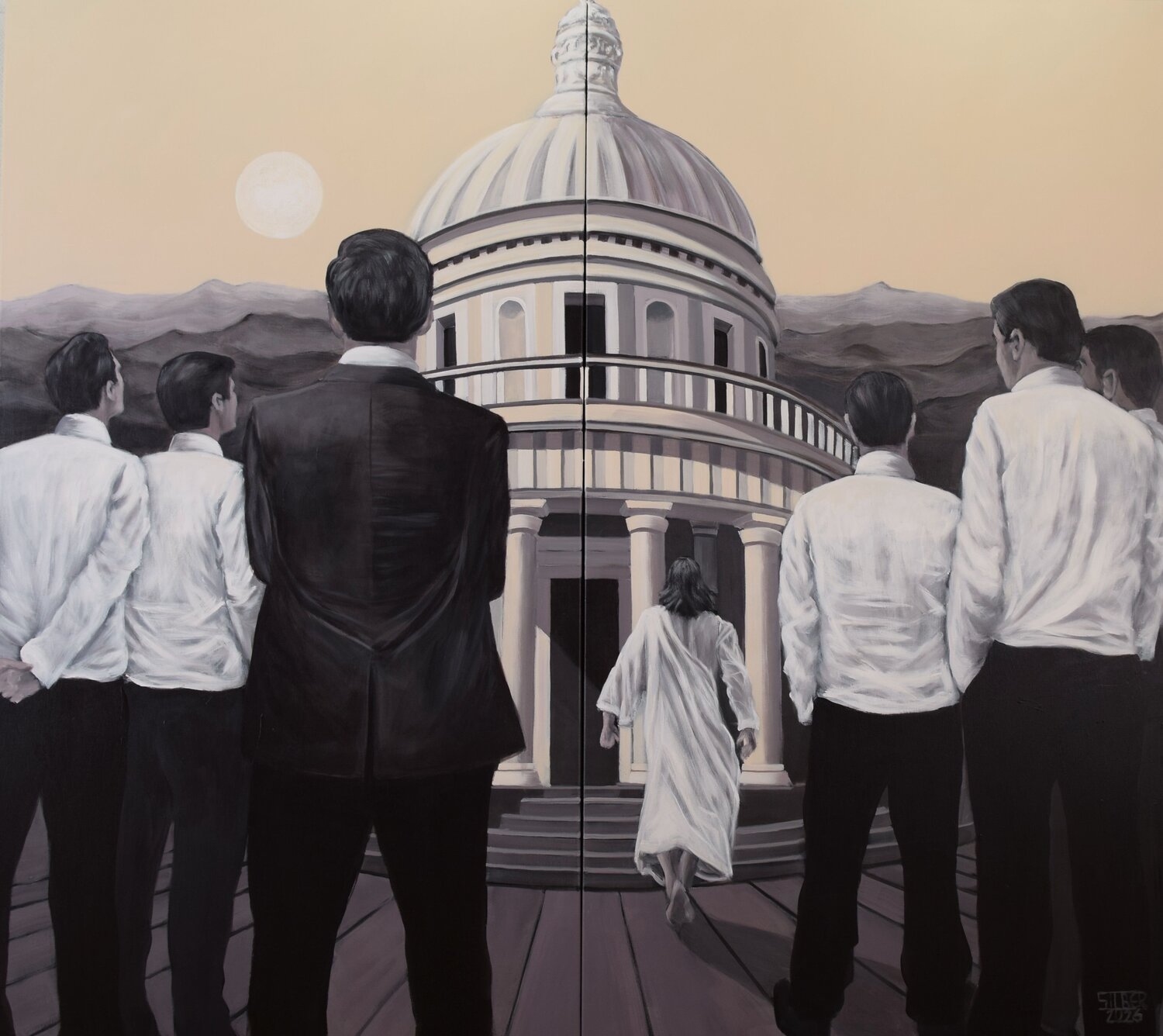Vertreibung aus dem Tempel Prof. Gerhard Silber Original painting for sale