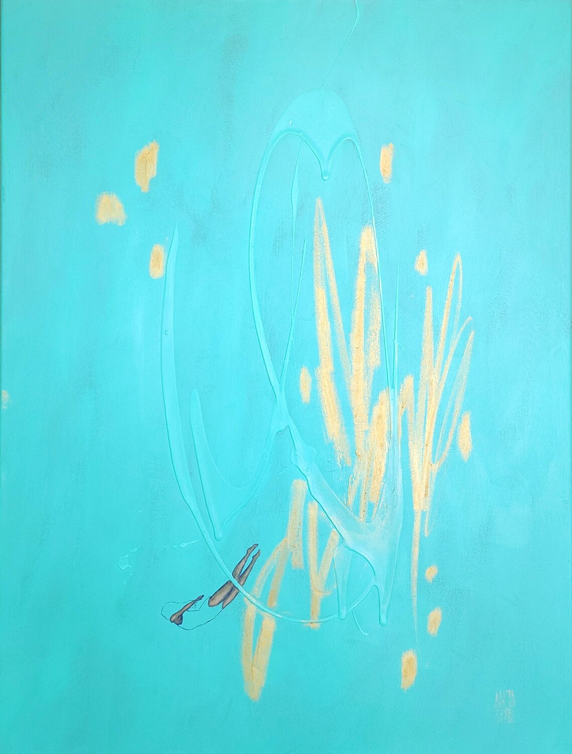 Rays of sunlight underwater Anja Spagl Original painting for sale