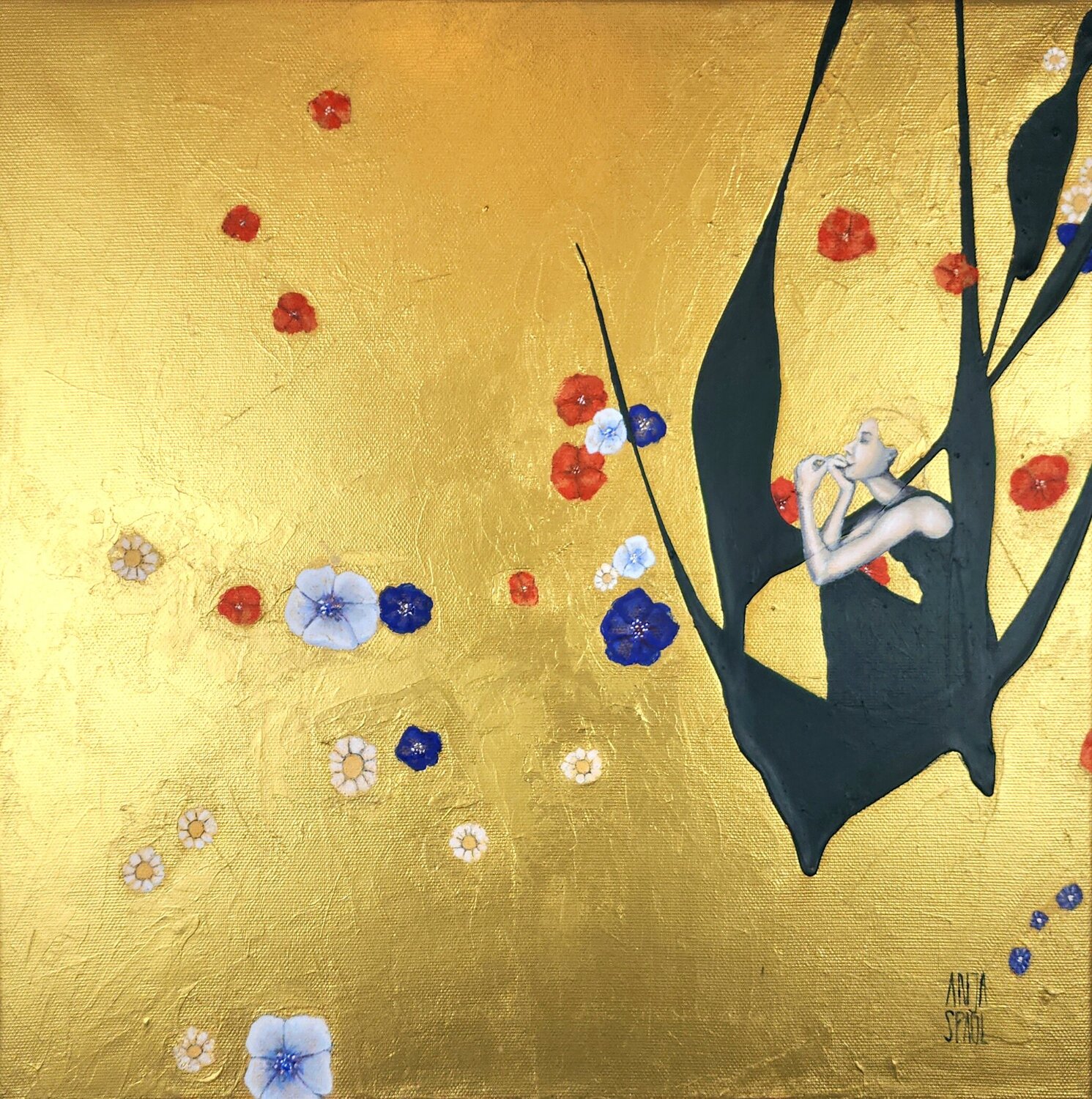 Golden Reverie Anja Spagl Original painting for sale