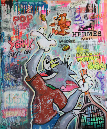 Tom & Jerry - Let`s play by Kristin Kossi, Painting for Sale on Select