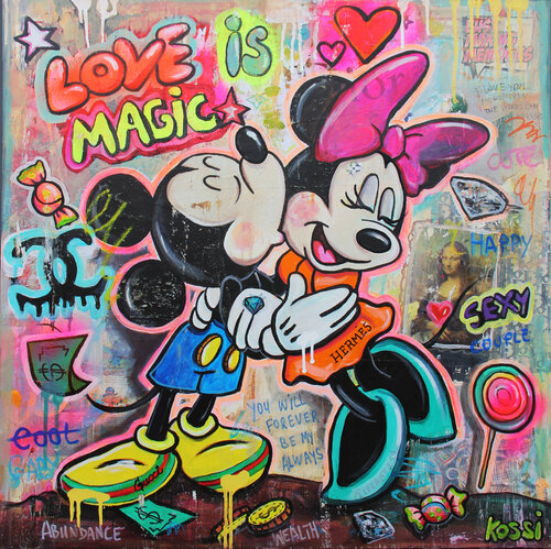 Love is magic - Mickey and Minnie by Kristin Kossi, Painting for Sale on Select