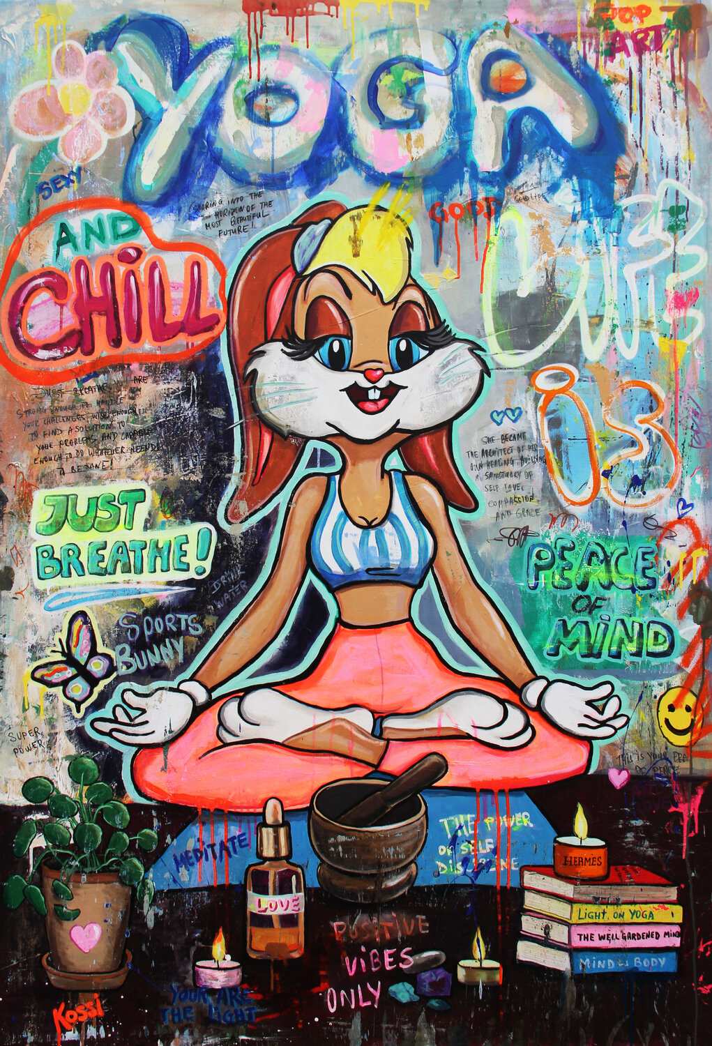 Yoga Bunny Kristin Kossi Original painting for sale