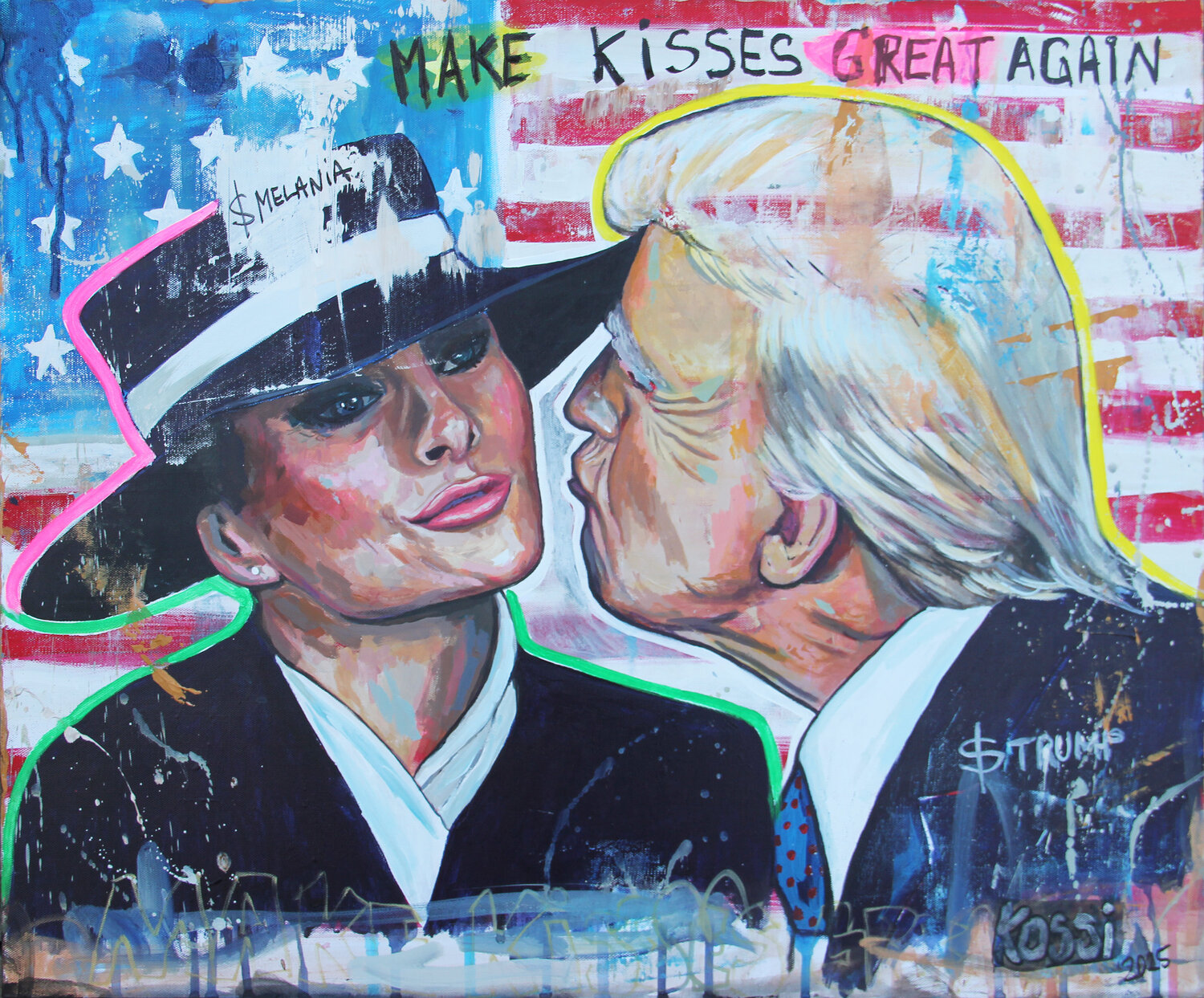 Make Kisses Great Again Kristin Kossi Original painting for sale