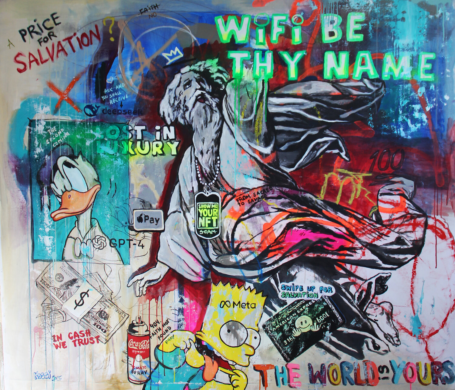 WIFI Be Thy Name Kristin Kossi Original painting for sale
