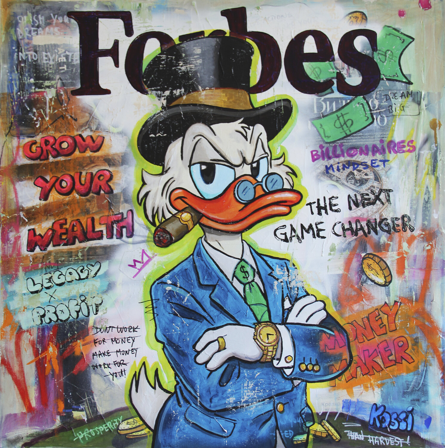Forbes Scrooge Kristin Kossi Originalgemälde zu verkaufen
