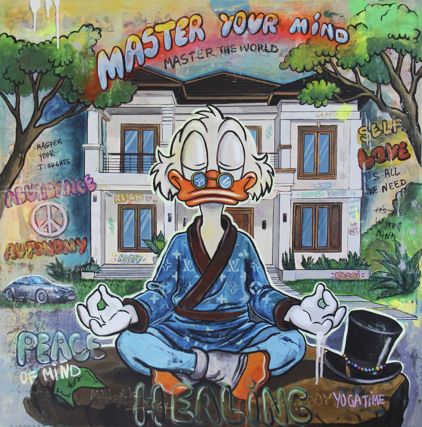 Scrooge Master Your Mind Kristin Kossi Originalgemälde zu verkaufen
