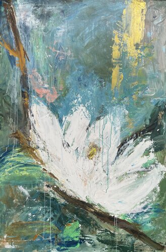 Abella que pernocta dins una camèlia by Esther Tenedor, Painting for Sale on Select