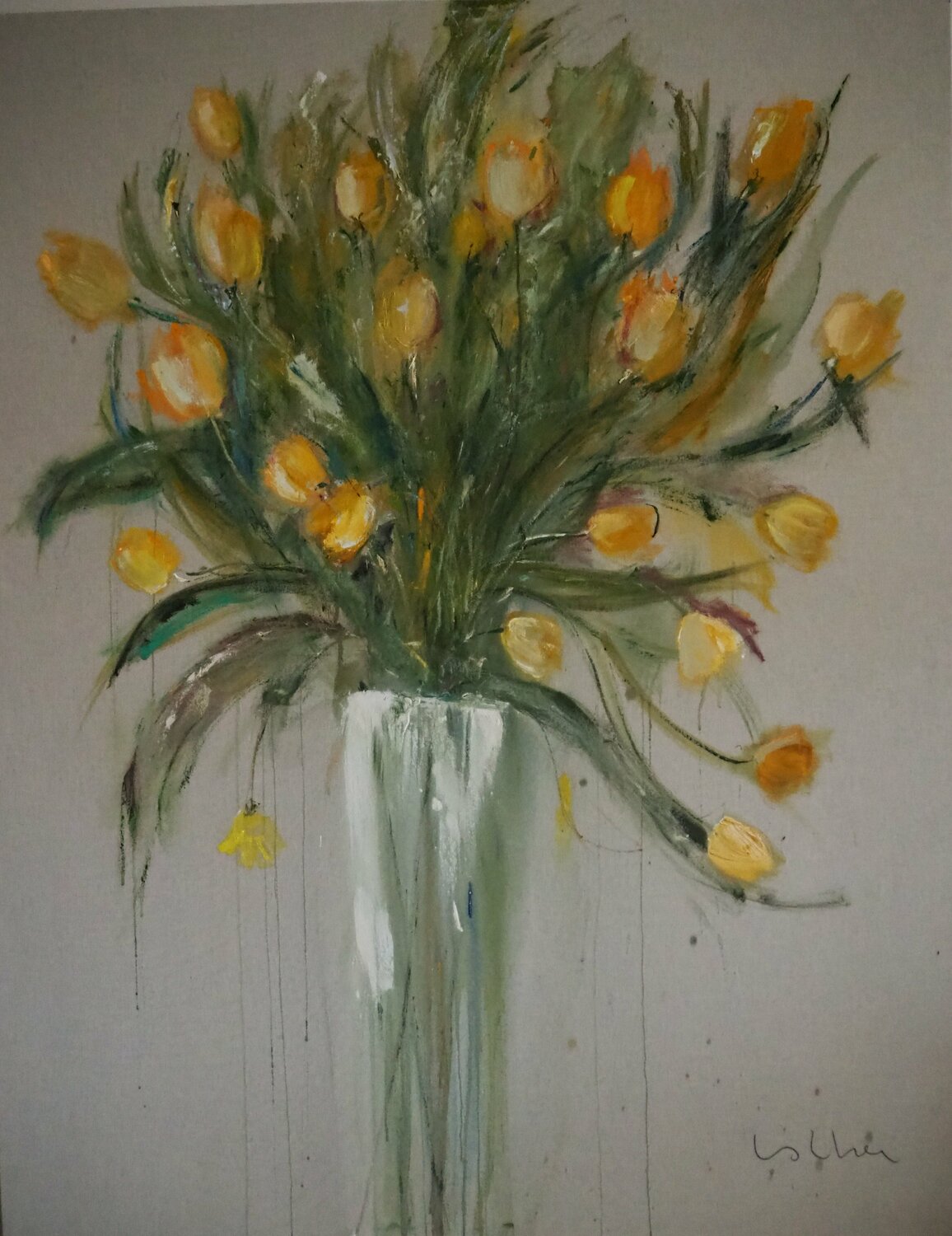 Serie rams de la Nicolai,tupiles grogues II Esther Tenedor Original painting for sale